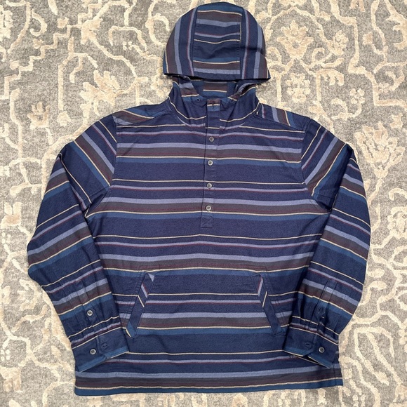 Marmot Other - Marmot Blue Striped Quarter Button Up Hoodie